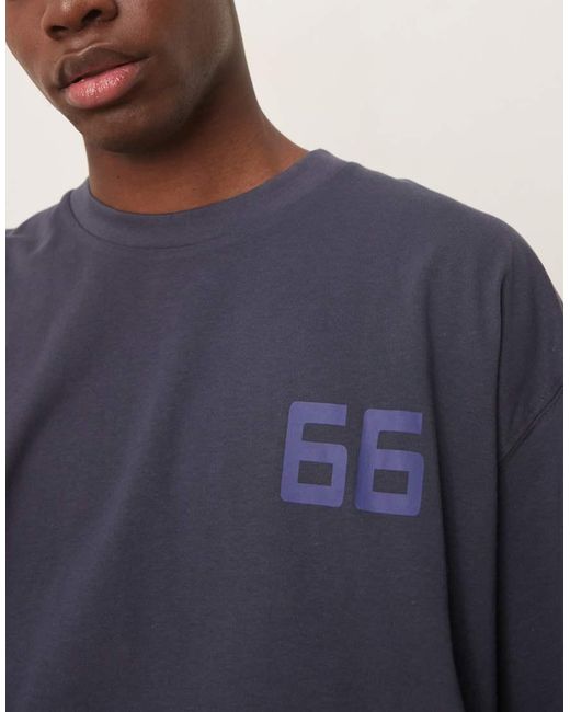 ASOS Blue Oversized T-Shirt With Dragon Graphic for men