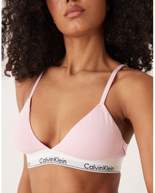 Calvin Klein Pink Modern Cotton Lightly Lined Triangle Bralette