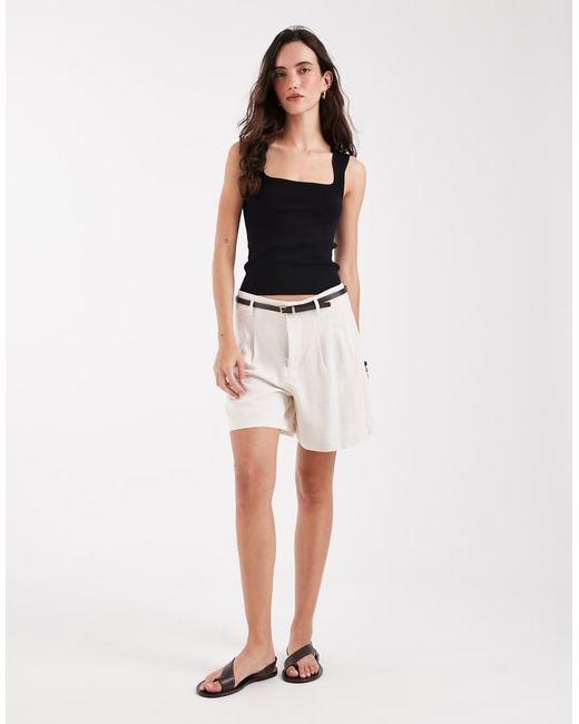 ONLY Natural Linen Mix Tailored Short