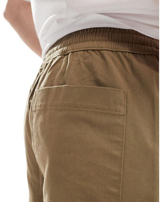 ASOS Natural Relaxed Pull On Linen Trouser for men