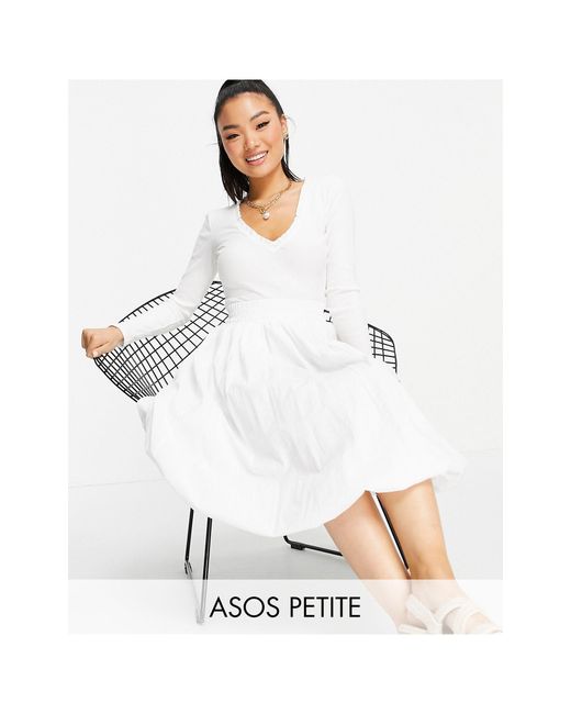 Falda midi blanca abullonada ASOS de color White