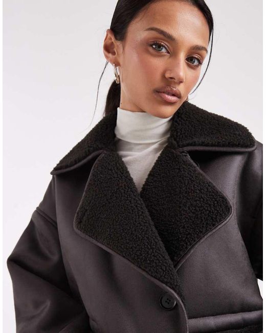 Pieces Blue Faux Shearling Jacket