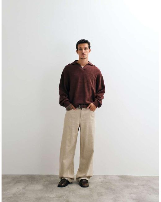 ASOS Brown Oversized Boxy Polo for men