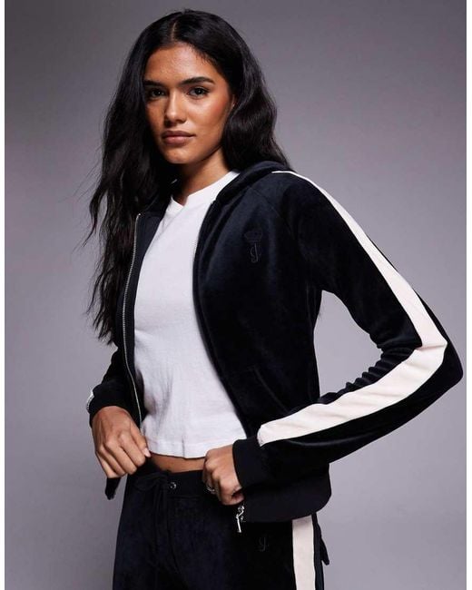 Juicy Couture Blue Co-Ord Zip Through Stripe Logo Hoodie
