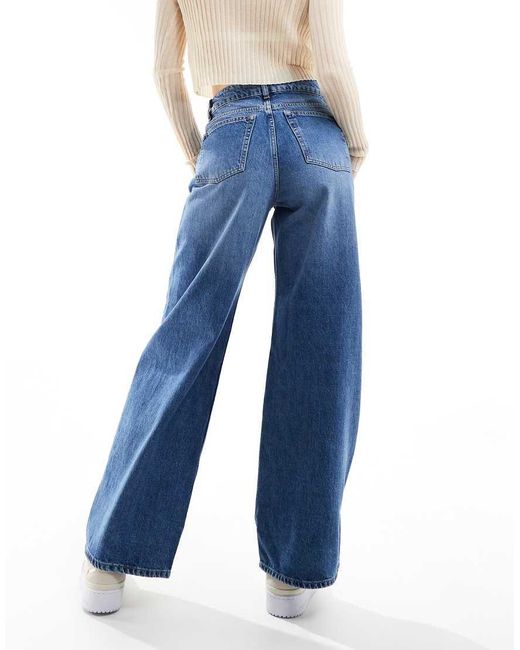 & Other Stories Blue Gio Mid Waist Wide Leg Jeans Mid Wash