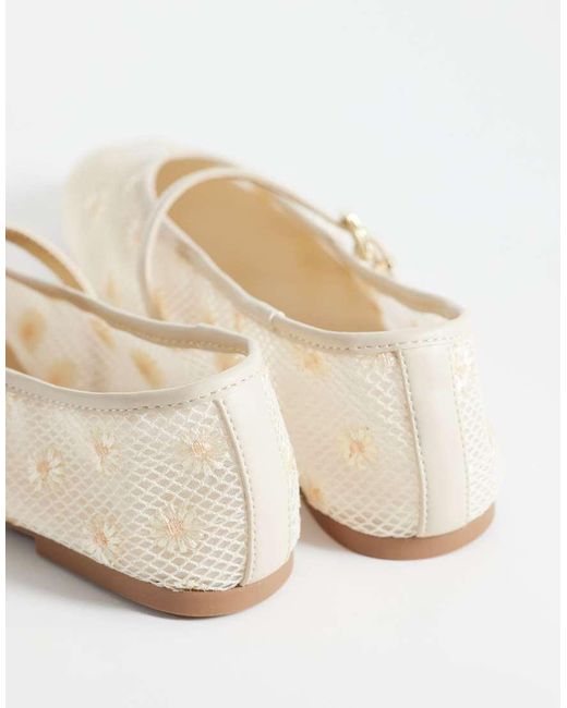 Schuh White Lisbeth Double Buckle Woven Ballet Flats