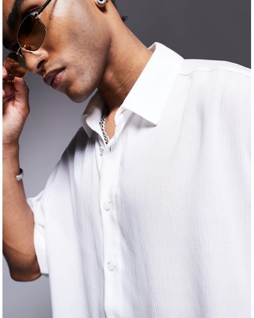 Chemise oversize à manches courtes - blanc-pas ASOS pour homme en coloris White