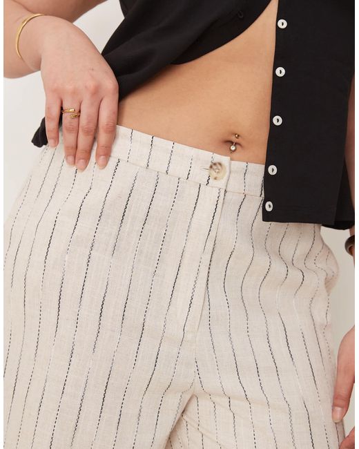 ASOS Natural Curve Relaxed Straight Leg Pants With Linen