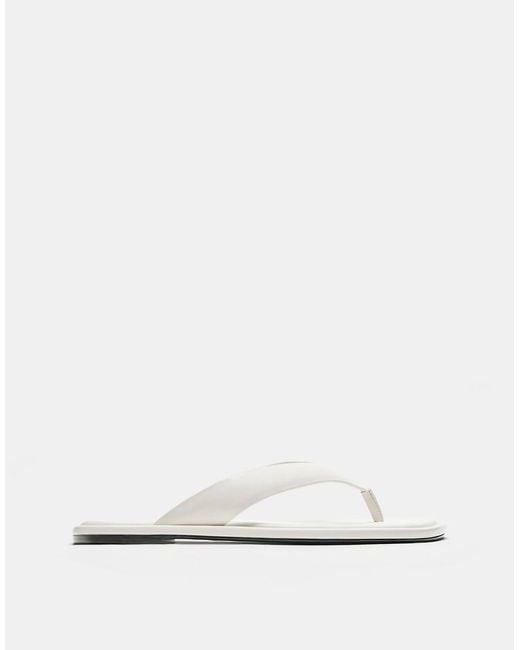 Pull&Bear White Flat Strap Sandals