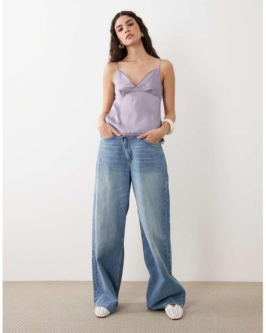 Cotton On Purple Estelle Satin Lace Cami Top