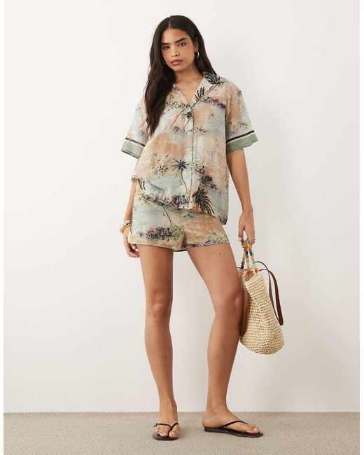 ASOS Natural Poppy Beach Sheer Cotton Supersized Cover Up Shirt