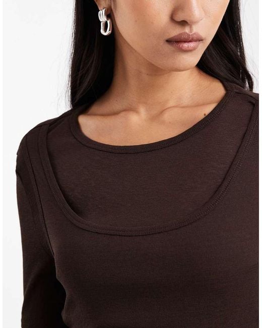 ASOS Black Double Layer Sheer Top