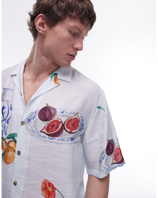 Chemise décontractée à manches courtes et imprimé effet dessiné à la main - clair Topman pour homme en coloris White