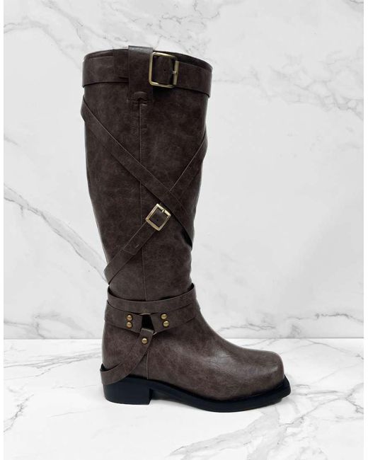 GIA STUDIOS Black Multi Way Knee Ankle Removable Straps Boots