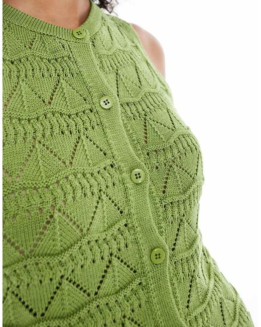 ASOS Green Knitted Lace Stitch Waistcoat