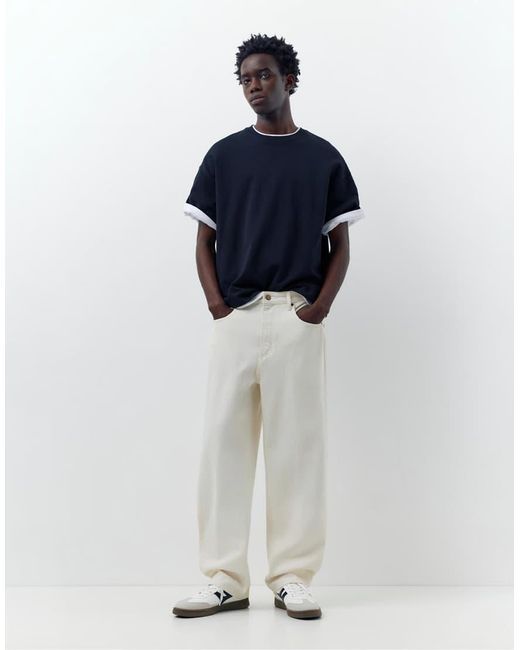Pull&Bear White baggy Jeans for men