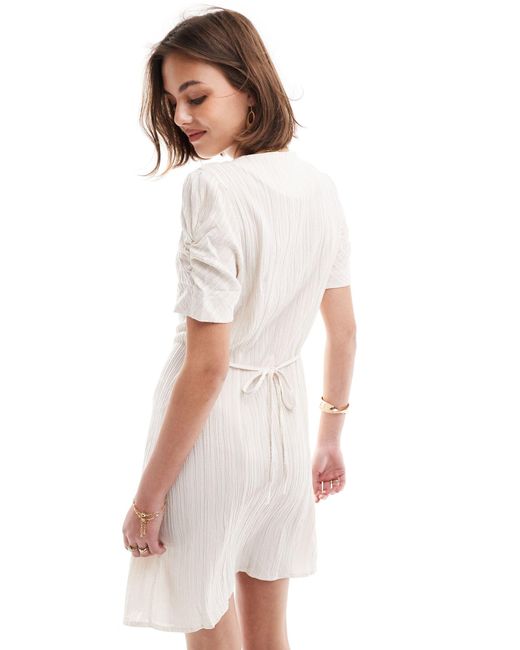 Object White Textured Buttondown Mini Dress