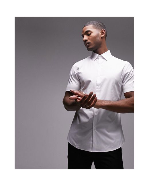 Topman Gray Short Sleeve Formal Slim Stretch Fit Shirt for men