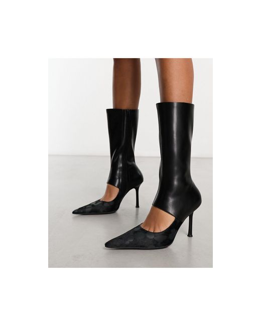 Jeffrey Campbell Black Defined-f Mid Ankle Boot With Cut Out