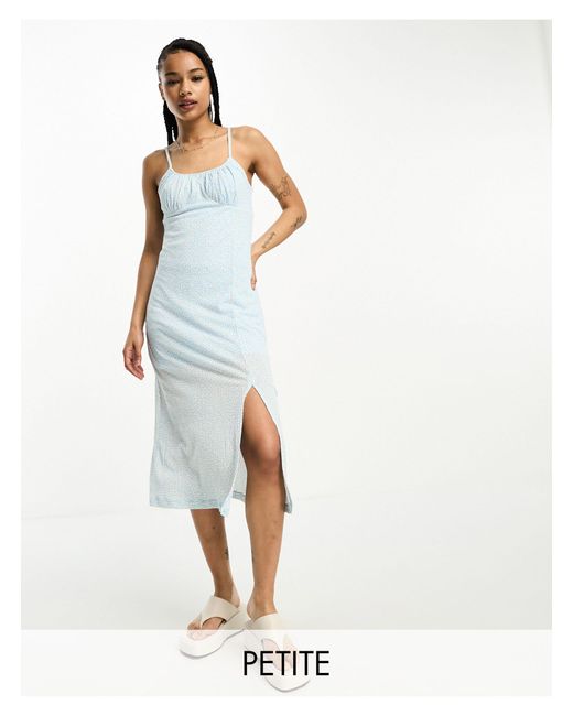 Only Petite White Exclusive Cami Split Side Midi Dress
