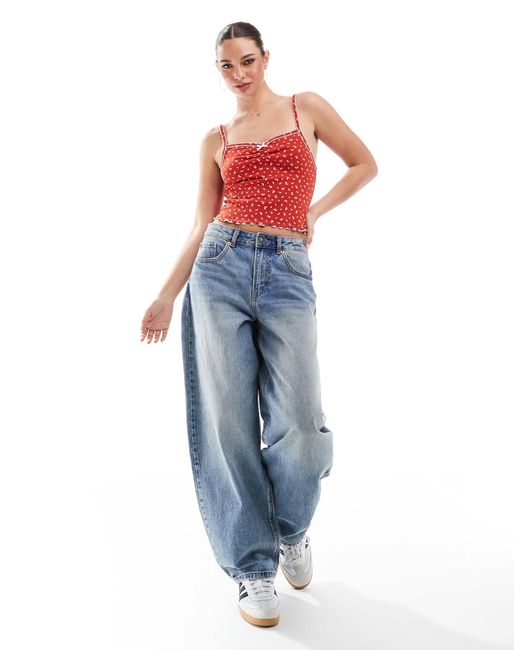 Cotton On Red Cotton On Pointelle Cami Vest Crop Top