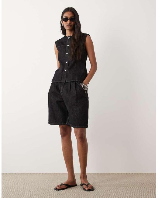 Barbour Natural Myra Co-ord Oversized Bermuda Over Dyed Denim Shorts