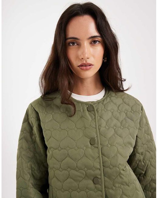 ONLY Green Heart Quilted Jacket