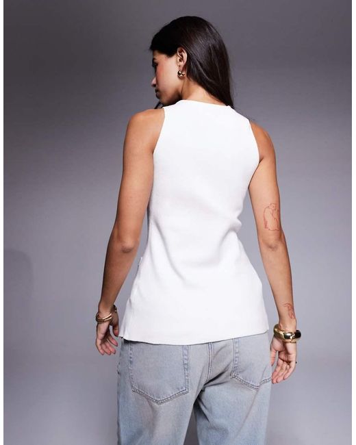 River Island Gray Longline Knitted Waistcoat