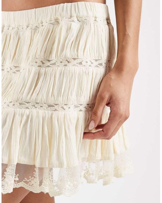 Reclaimed Vintage White Mini Skirt With Tiers And Lace Hem