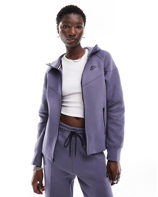 Nike Purple Tech Fleece Full Zip Hoodie