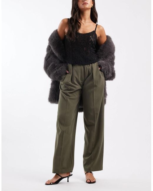 ASOS Black Tailored High Waist Belted Straight Leg Trousers