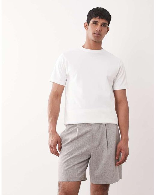 ASOS Brown Tailored Pleated Wide Shorts for men