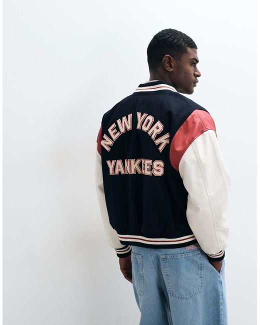 KTZ Blue Ny Yankees Wool Mix Varsity Jacket for men