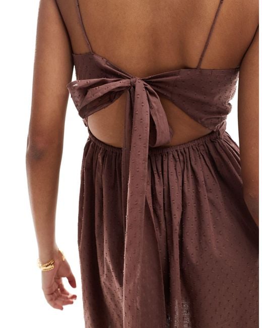 ASOS Brown Strappy Back Cotton Dobby Sundress
