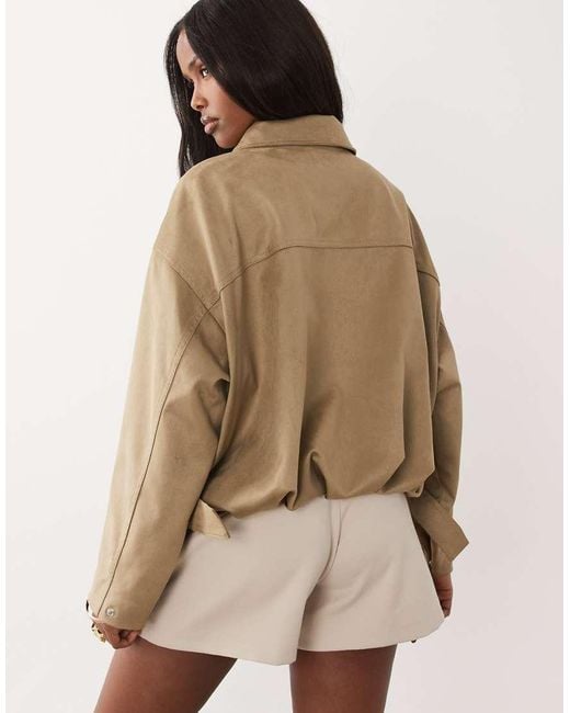 Gina Tricot Natural Faux Suede High Neck Jacket