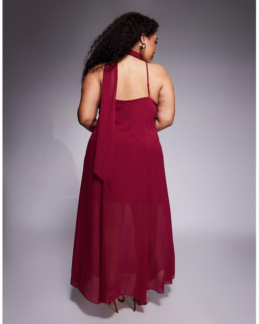 Forever New Red Scarf Neck Cami Strap Hanky Hem Maxi Dress