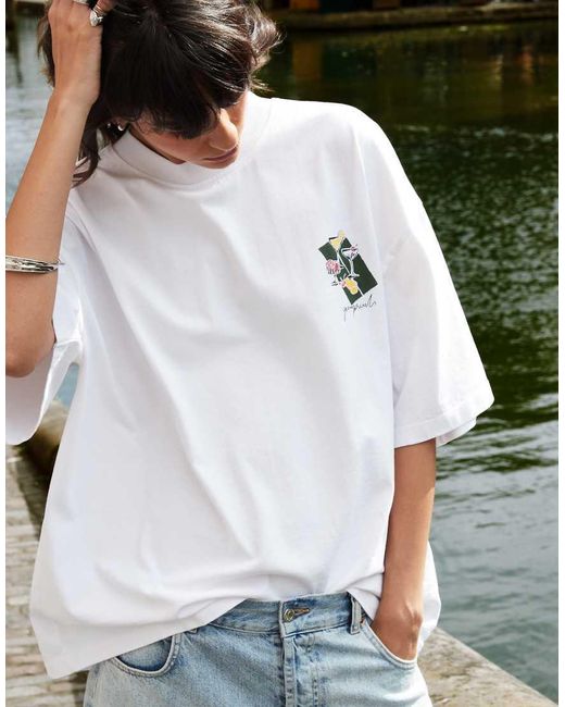 TOPSHOP White X Grace Percival Oversized Graphic T-shirt