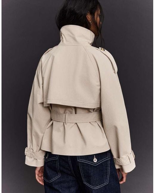 Bershka Natural Funnel Neck Trench Jacket