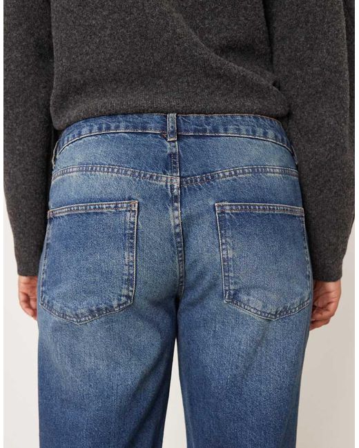 Vaqueros De Corte Holgado Acampanado Con Lavado Oscuro Medio De Asos Design Curve-Azul ASOS de color Blue