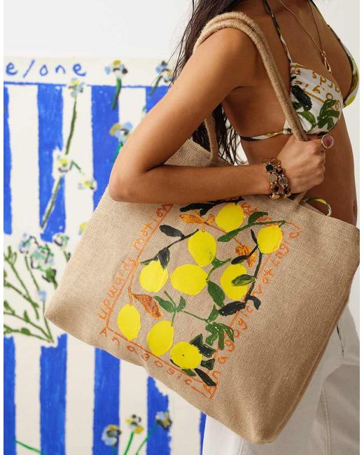 TOPSHOP Multicolor Tallie Graphic Tote Bag