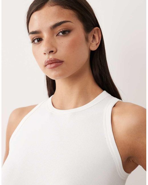 4505 Gray Seamless Lightweight Rib 90s Racer Tank Top