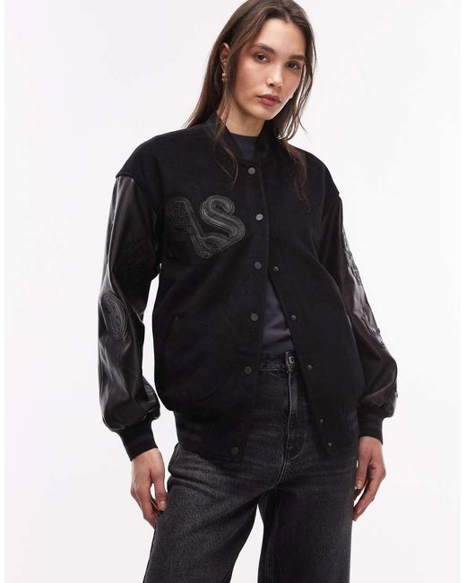 AllSaints Black Versity Bomber