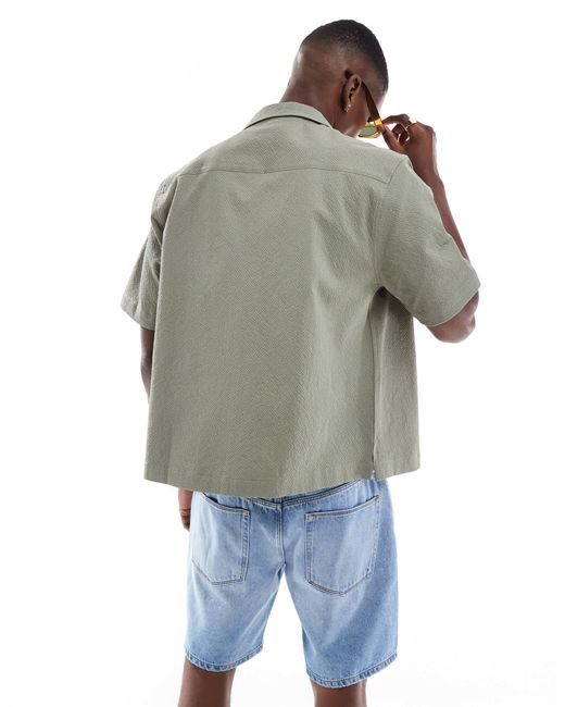 ASOS – kastiges seersucker-hemd in Gray für Herren