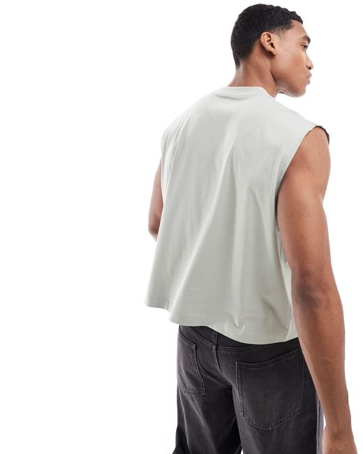ASOS Gray Oversized Cropped Vest for men