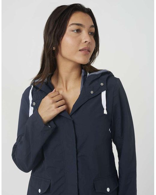 Brave Soul Blue Lightweight Coated Hooded Jacket