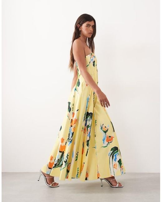 ARRANGE Multicolor Heavy Cotton Seam Detail Bandeau Maxi Dress