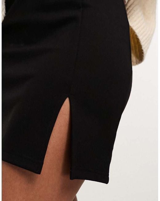 ASOS Black Ponte Split Hem Mini Skirt