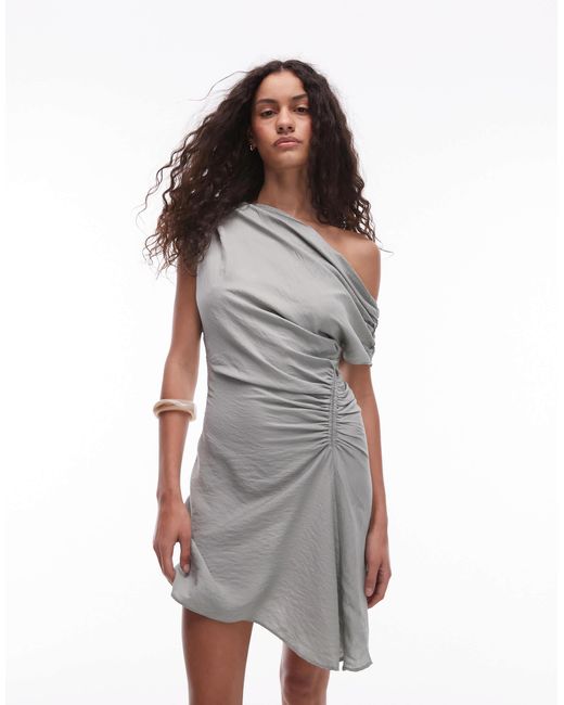 Robe courte drapée devant - sauge Mango en coloris White