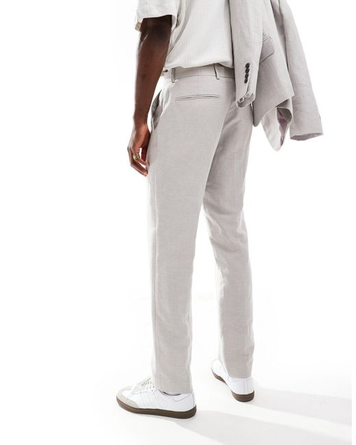 River Island White Linen Suit Trouser for men
