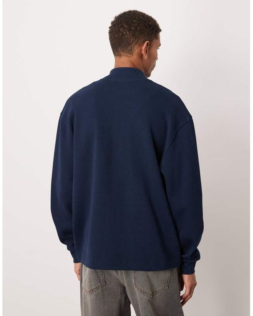 ASOS Blue Relaxed Zip Through Jersey Track Jacket for men